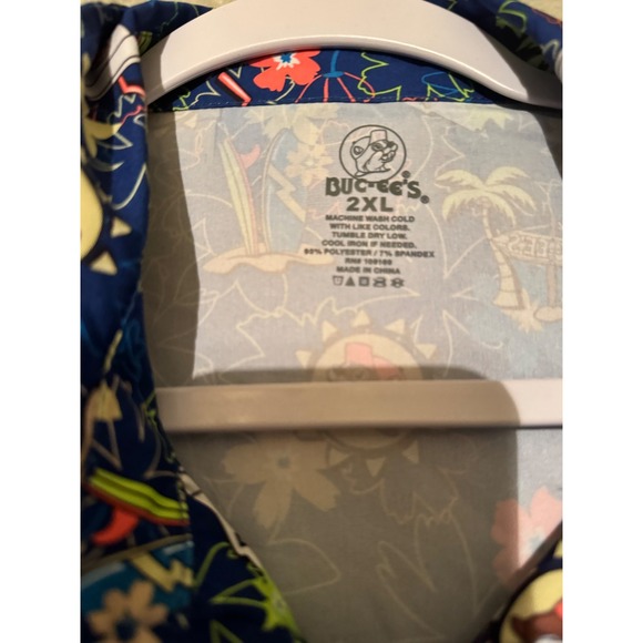 Buc-ee's Mens Tropical Camper Shirt Blue All Over Print Short Sleeve 2XL NEW - Picture 2 of 6